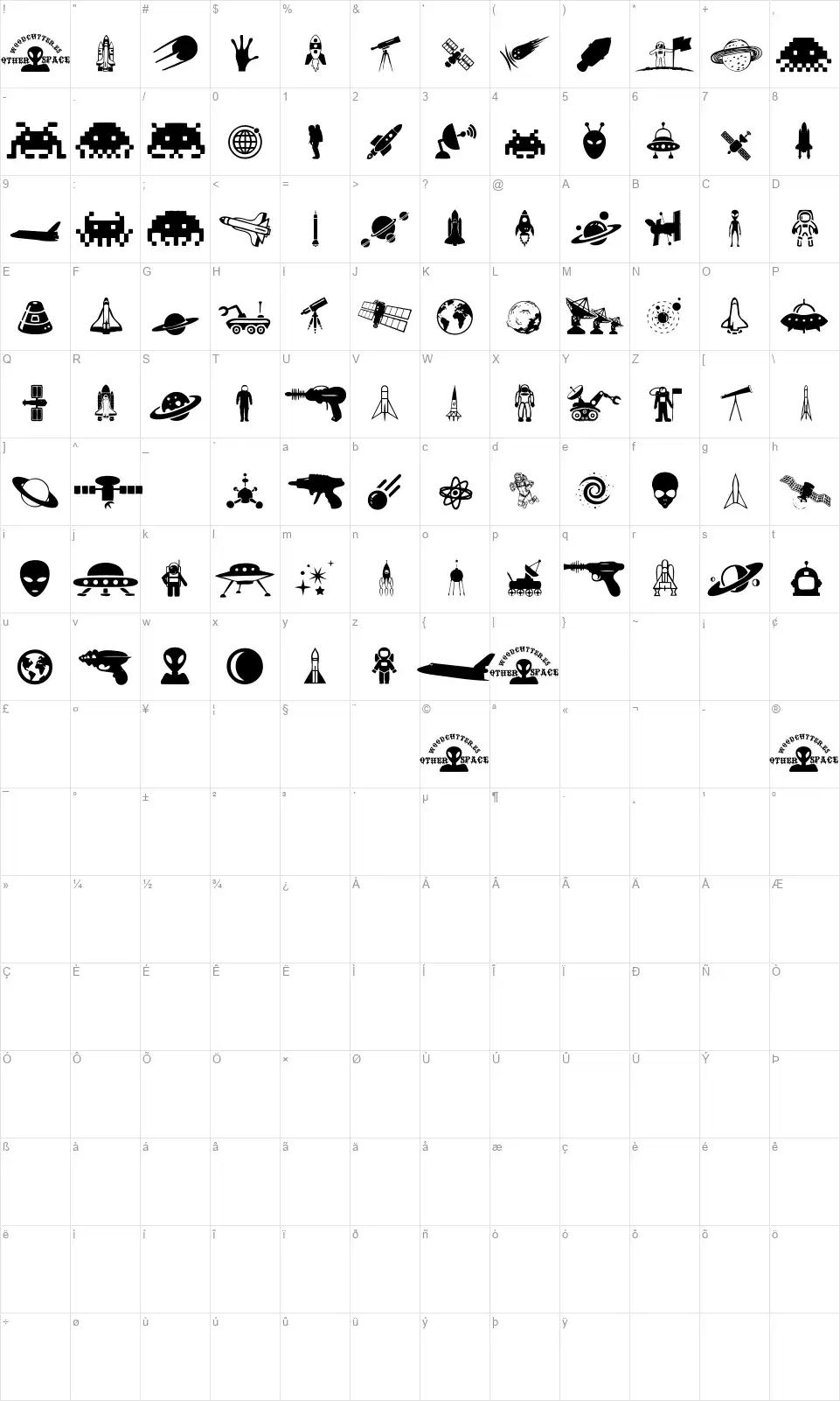 Other Spacefont character map