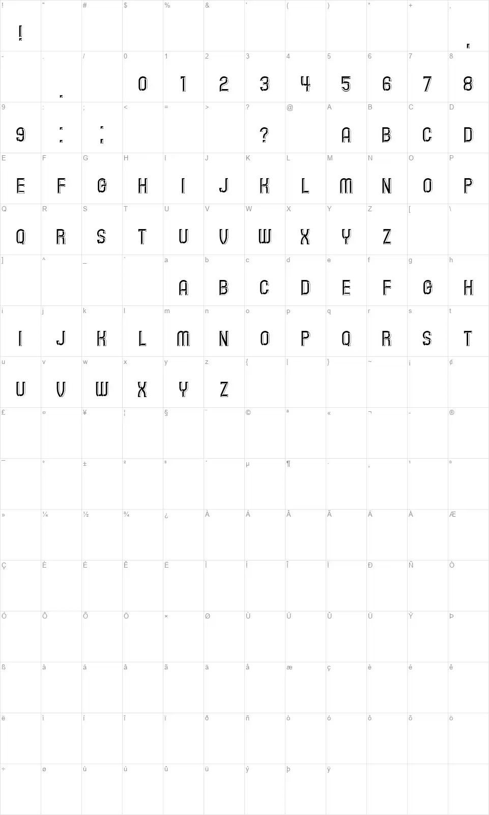 Playbackfont character map