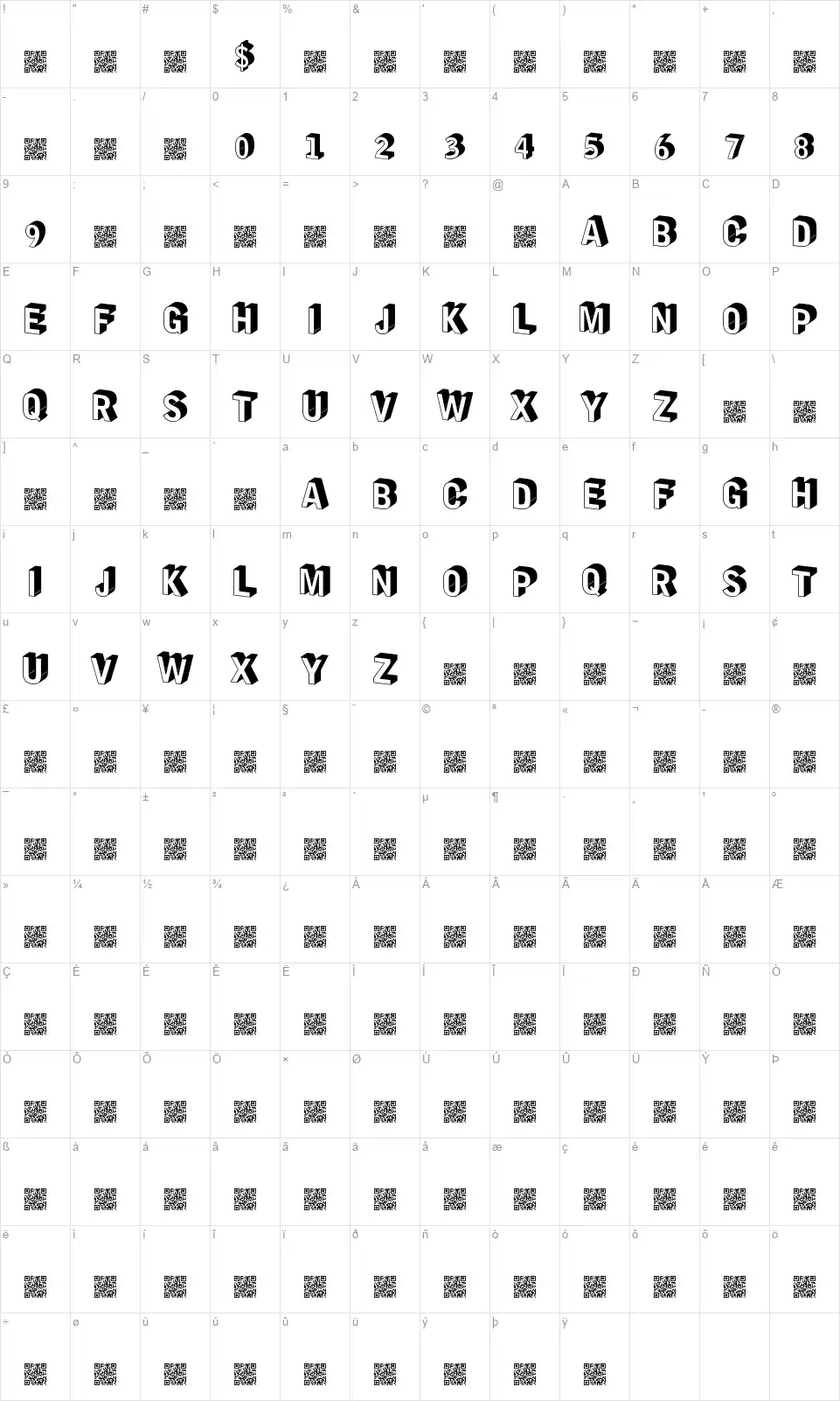 Pony Makerfont character map
