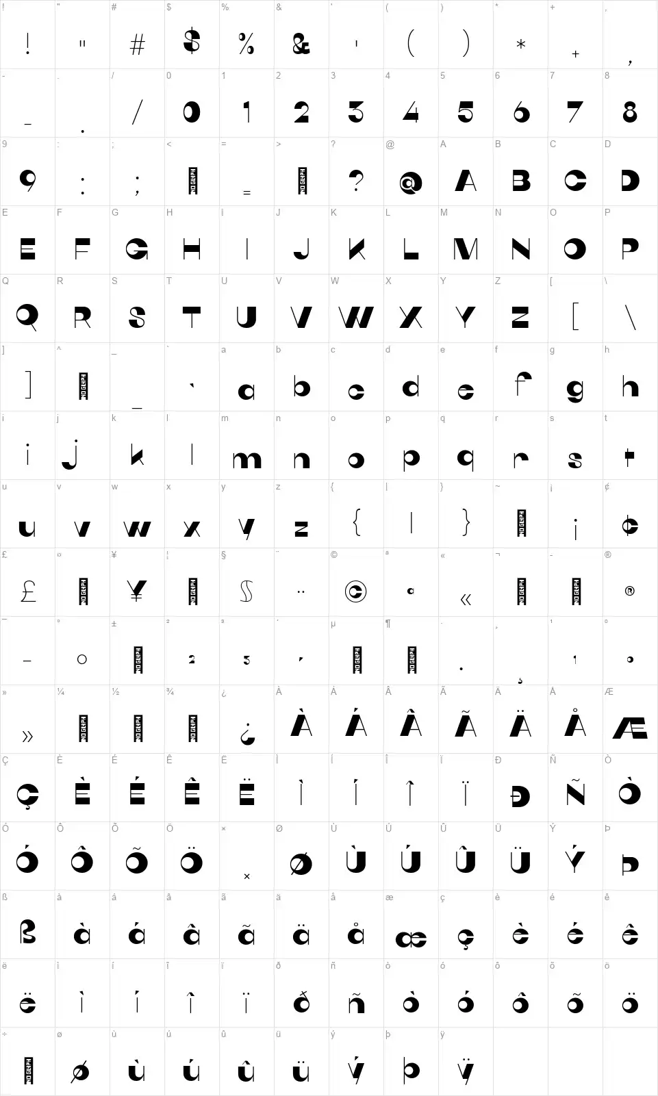Quarantype Hopscotchfont character map