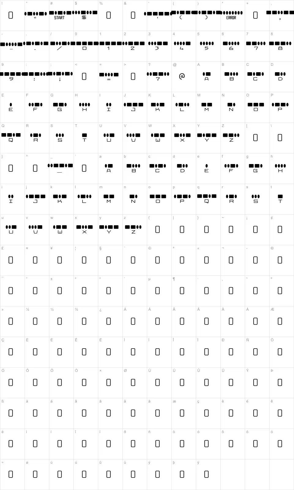 Radios in Motionfont character map