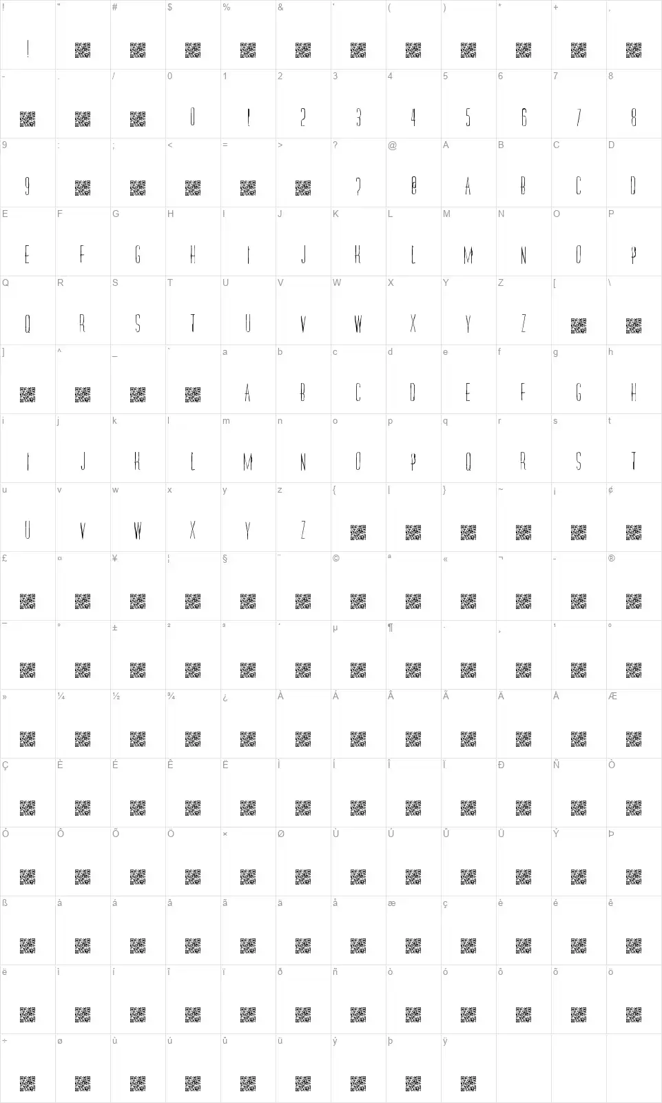 Redlight Districtfont character map