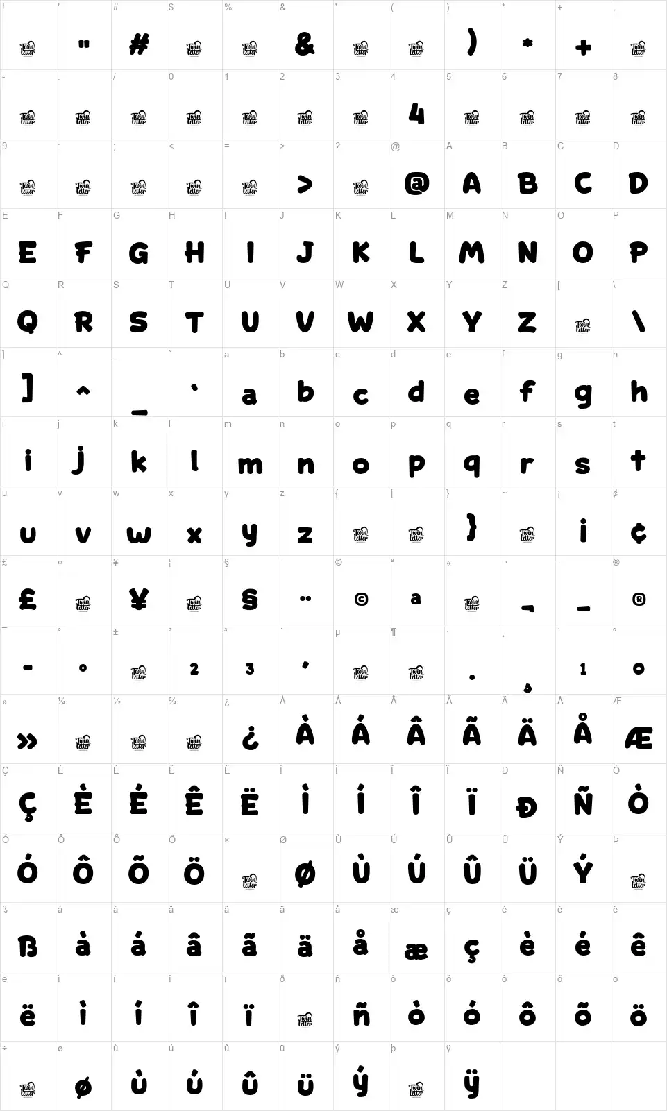 Rex Chandela Mapa de caracteres Rex Chandelafont character map