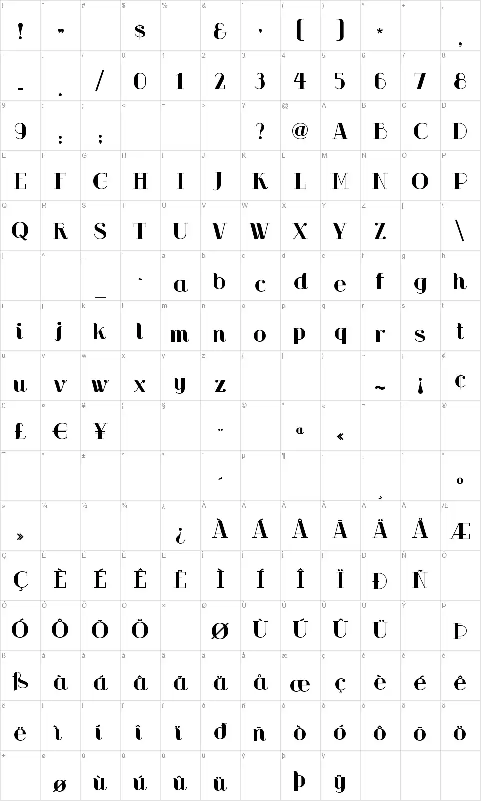 RiotSquadfont character map