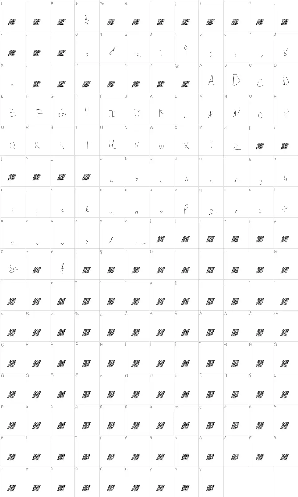 Ripe Duskfont character map