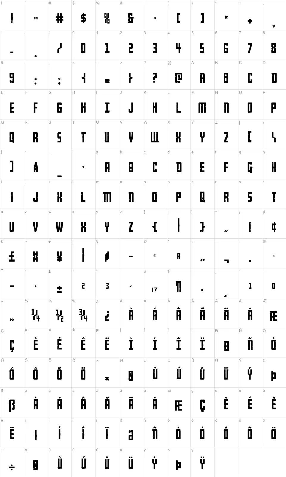 Rockledgefont character map