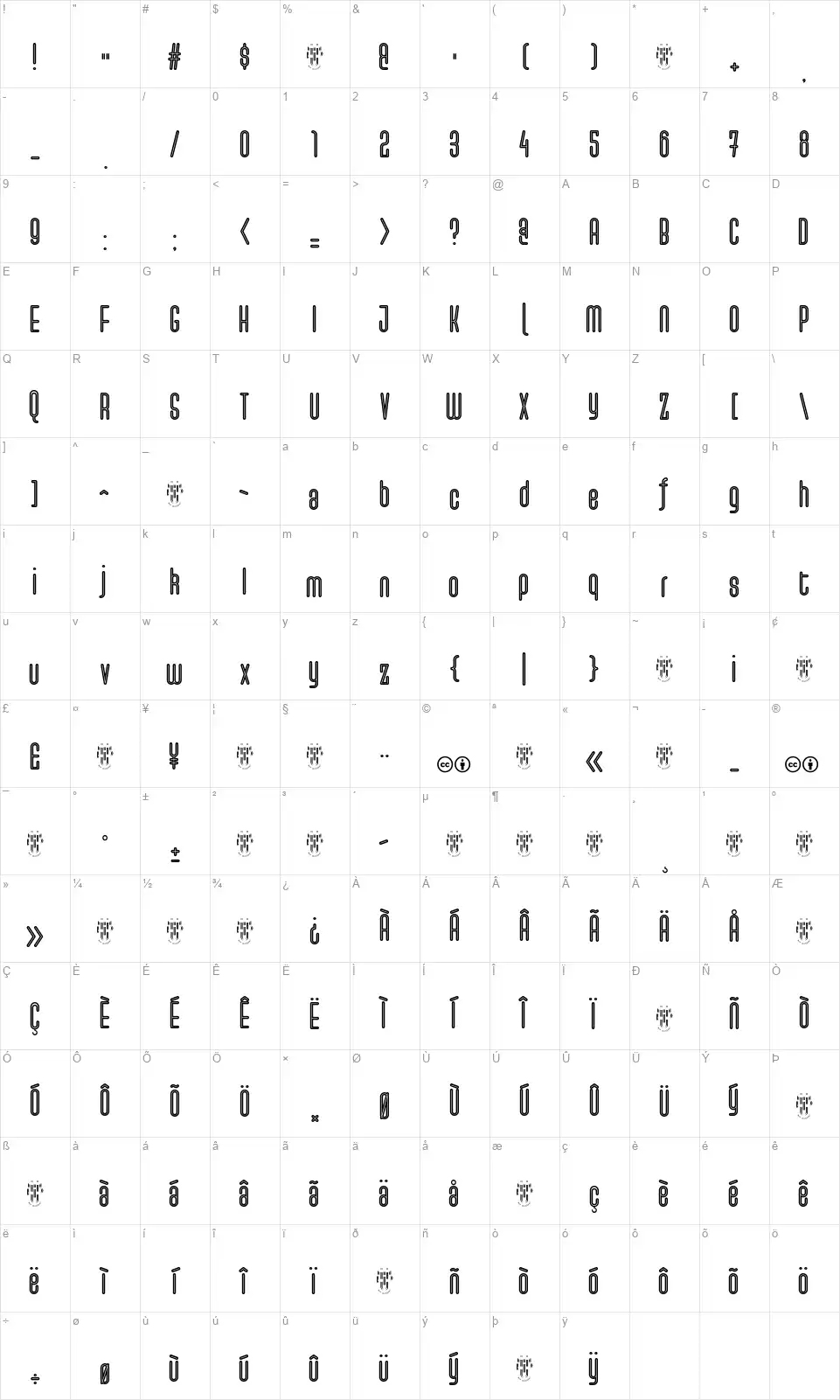Rookworstfont character map