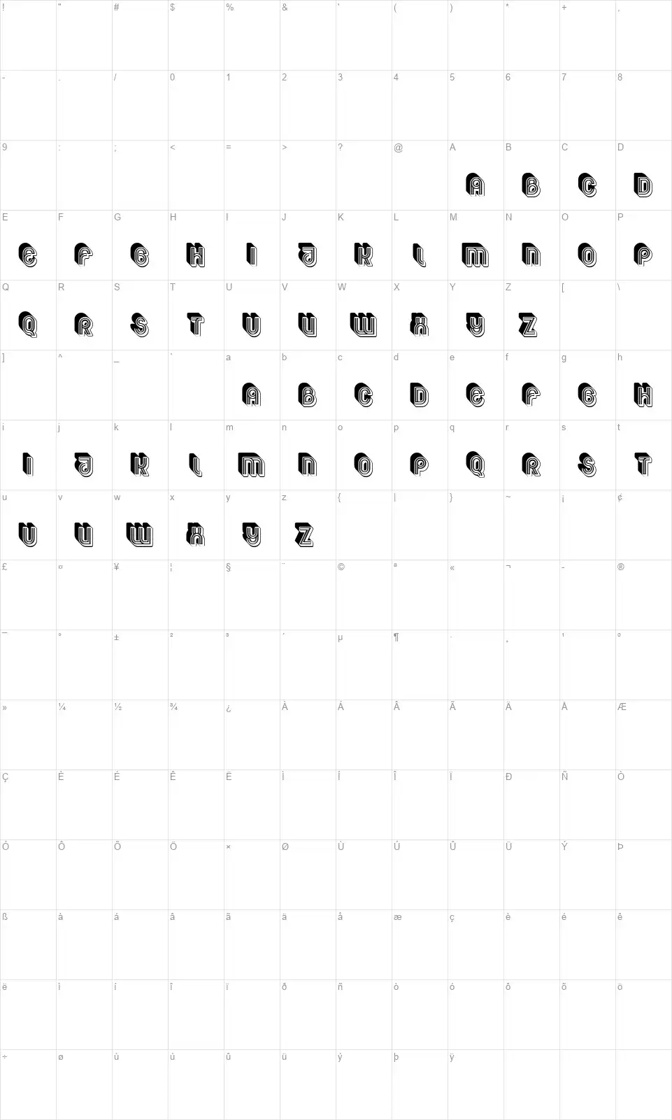 Routefont character map