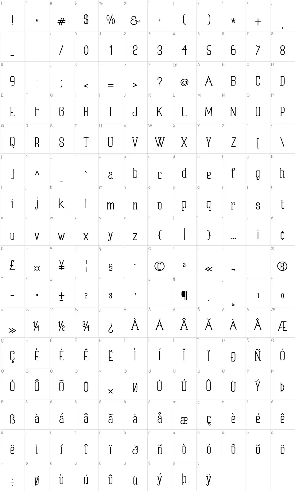 Sand Forestfont character map