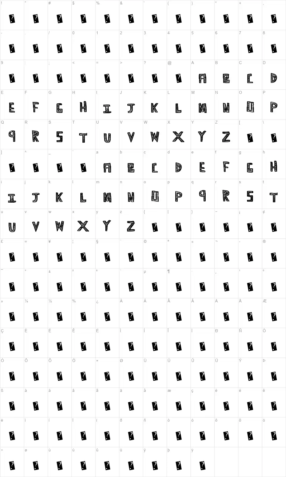 Scribble Timefont character map