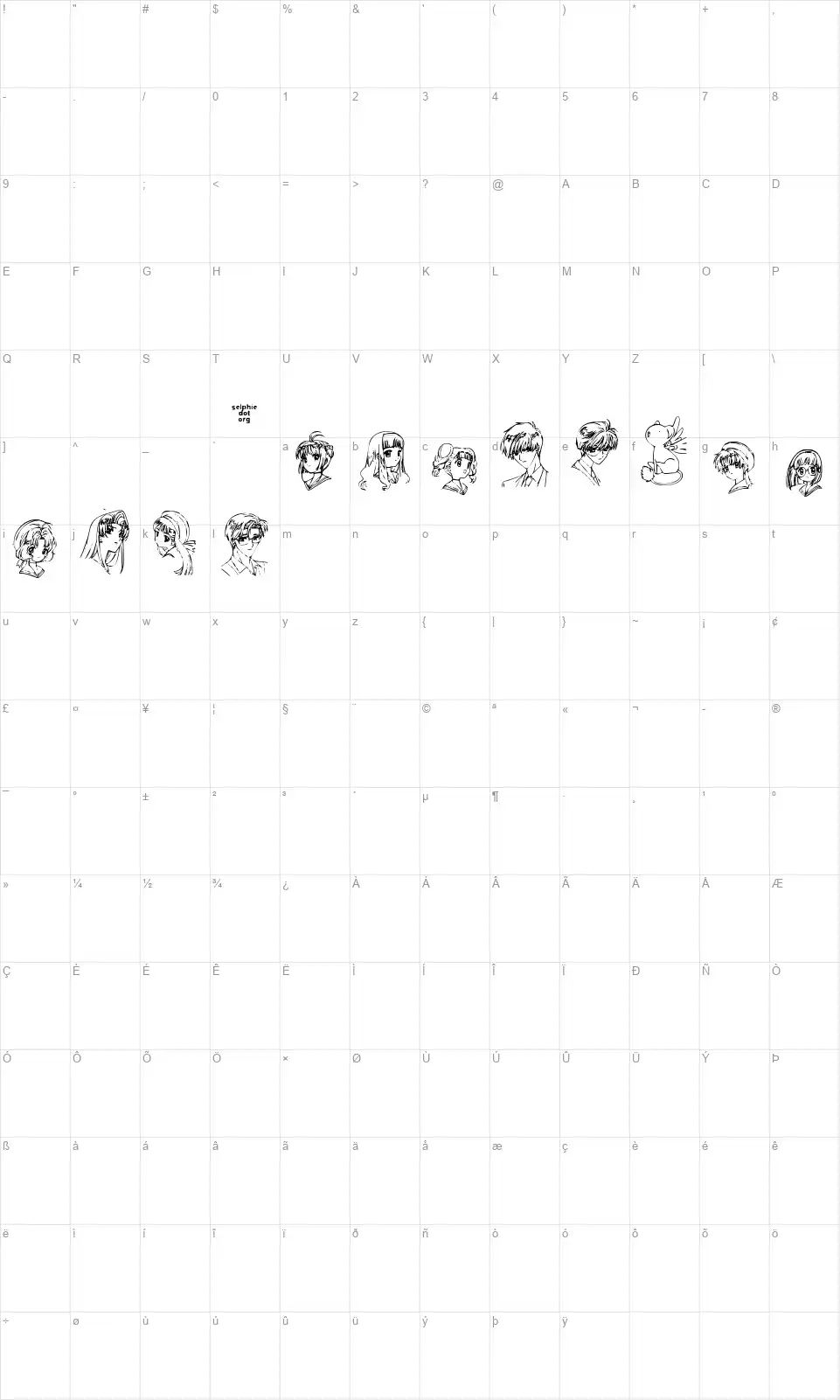 SO CC-Sakurafont character map