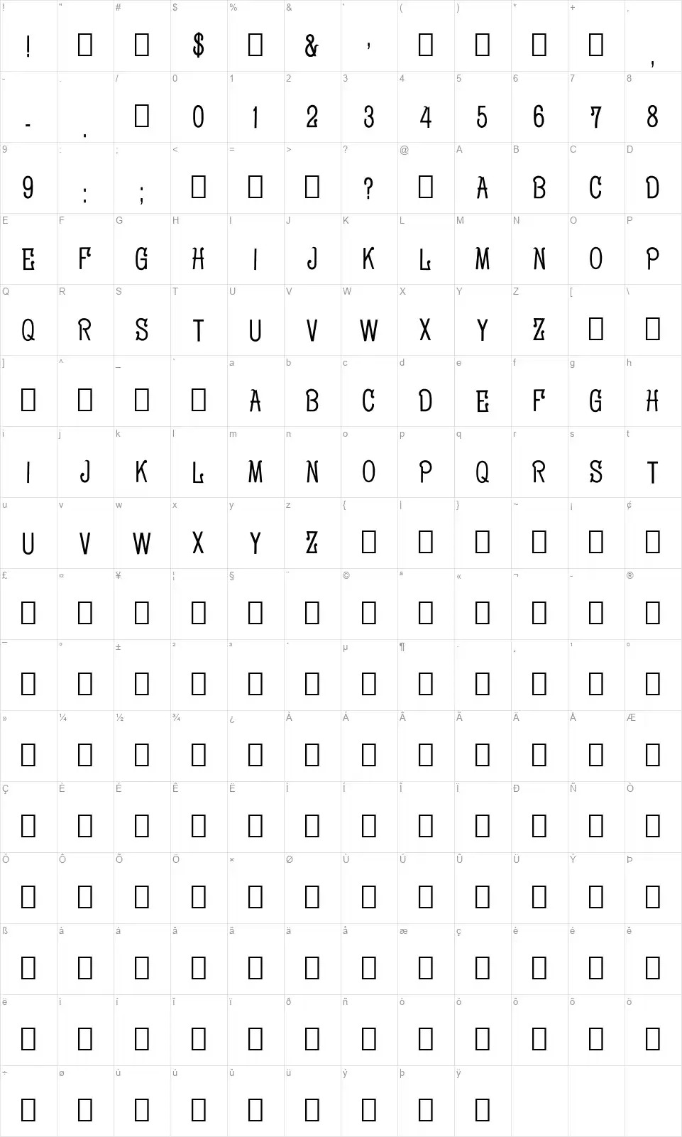 Solotype's Cocktail Mapa de caracteres Solotype's Cocktailfont character map