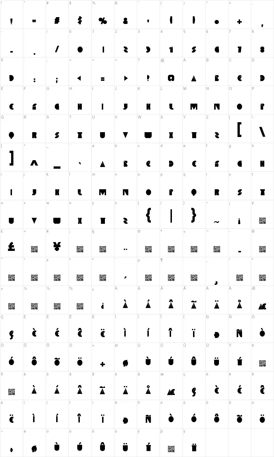 Space Melonsfont character map