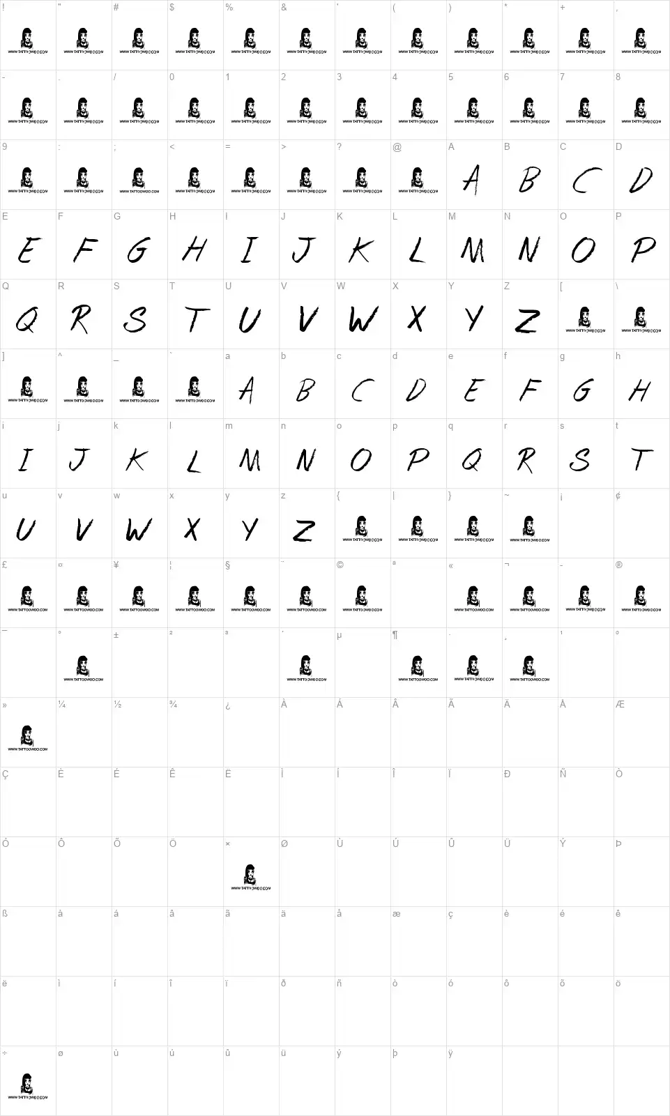Spring Cleaningfont character map