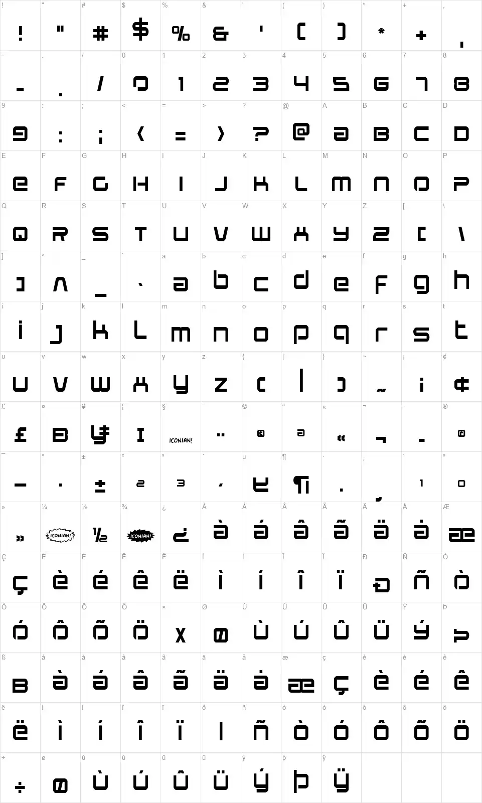 Star Eaglefont character map