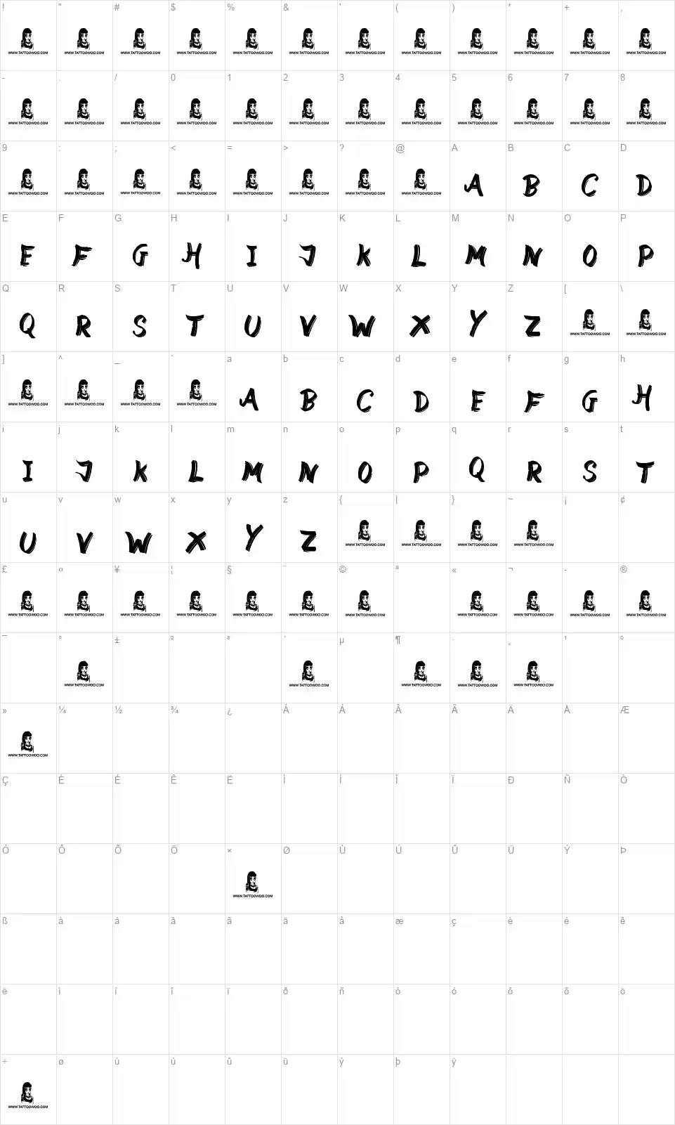 Street Wildfont character map
