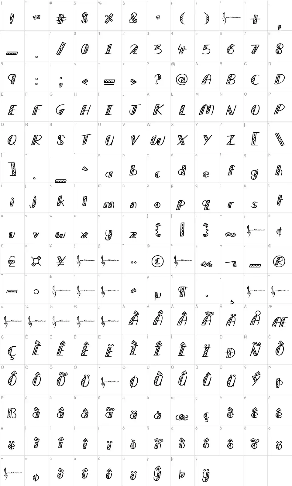 Taco Tuesdayfont character map