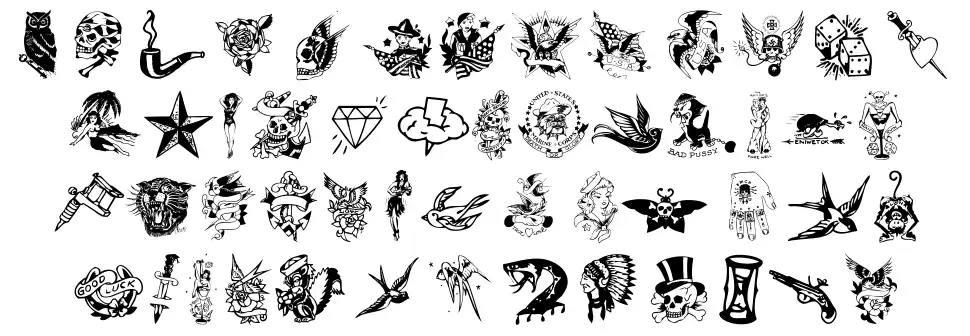 Tattoo Vieja Escuela 3font specimens