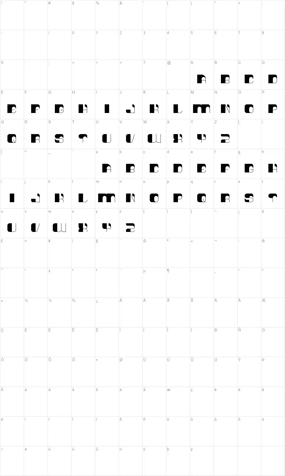 Think Technofont character map