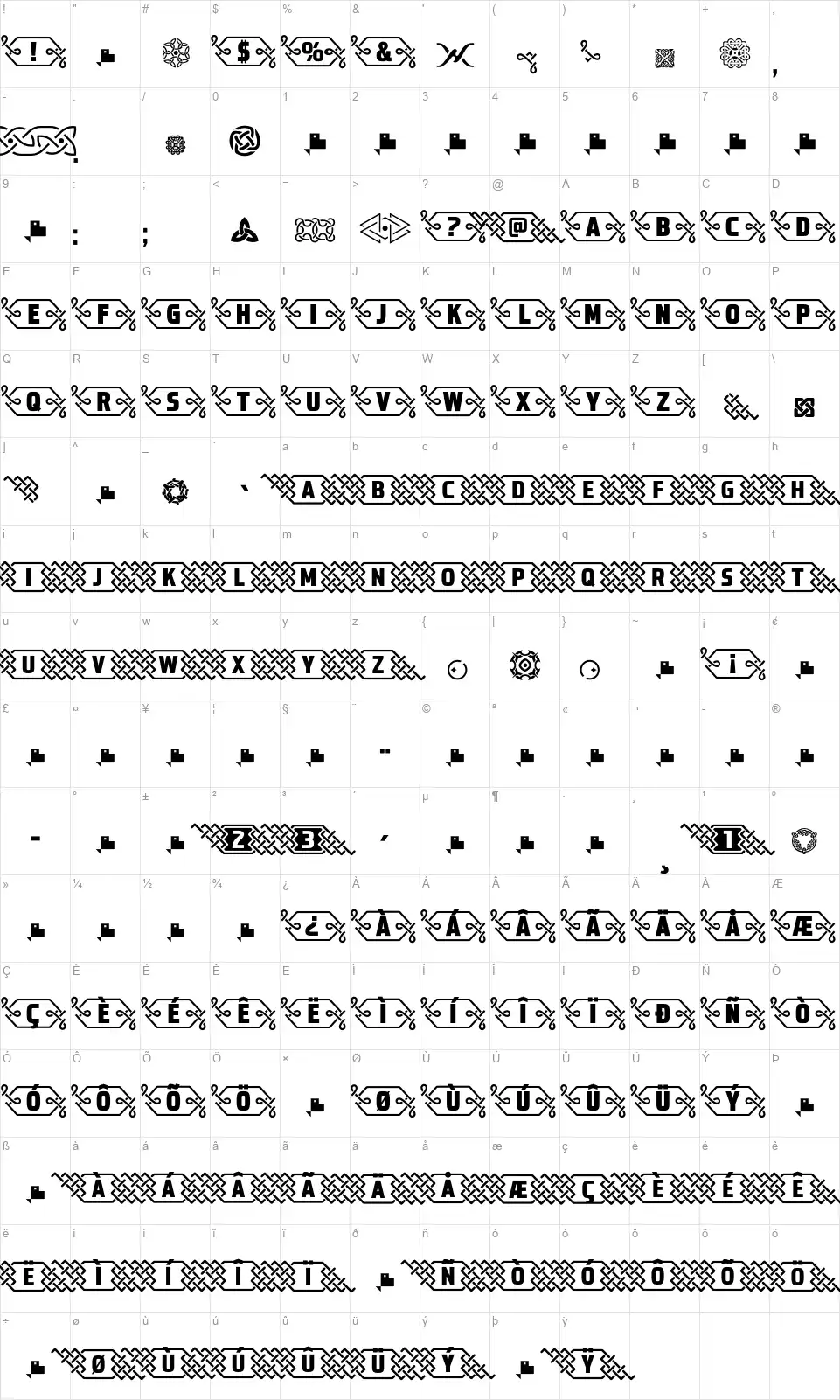 (TIES)font character map