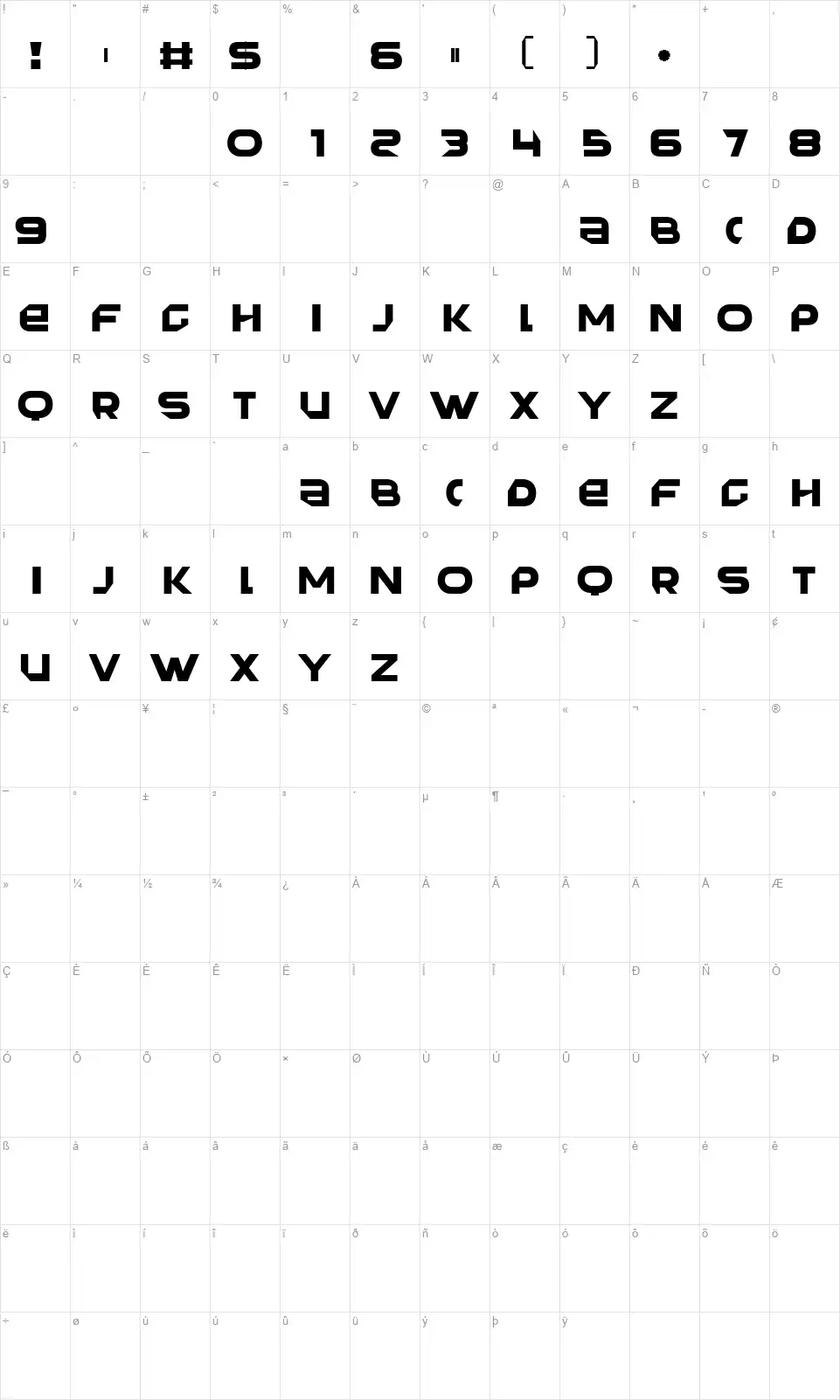 Title Renfont character map