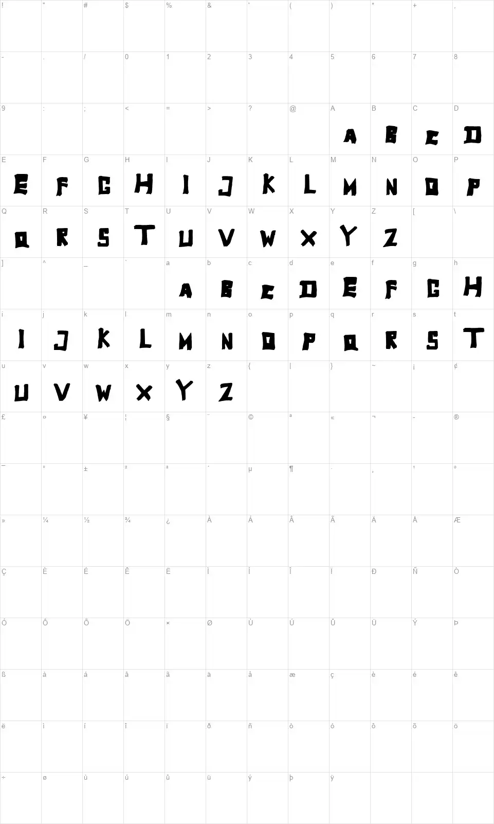 TobyFont Fullfont character map