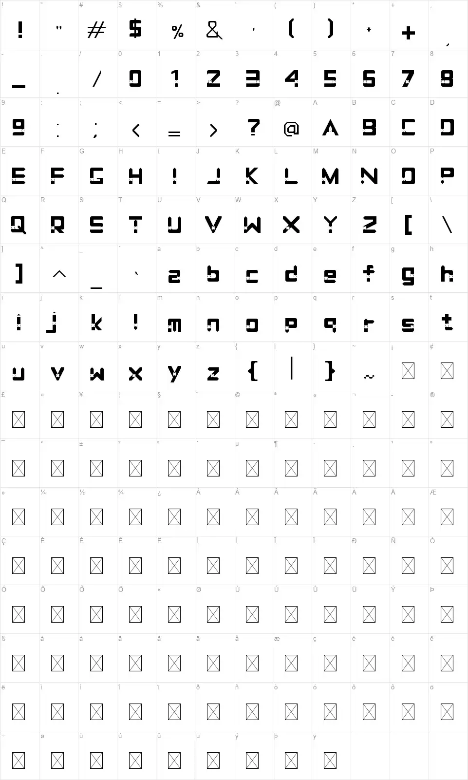 Travel Flowerfont character map