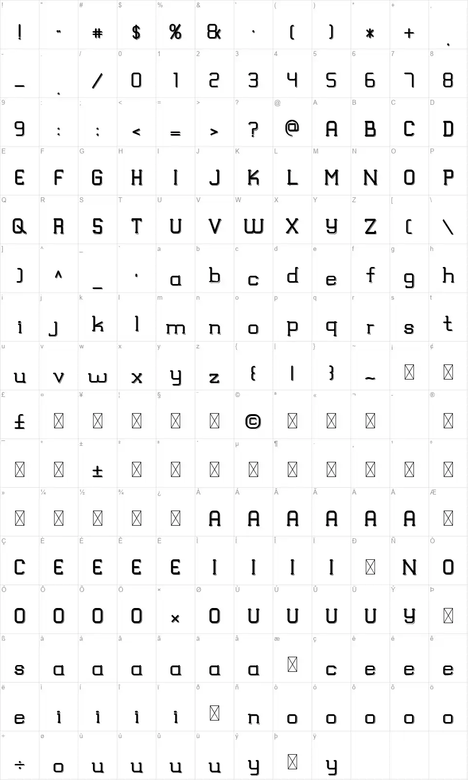 Trumansfont character map
