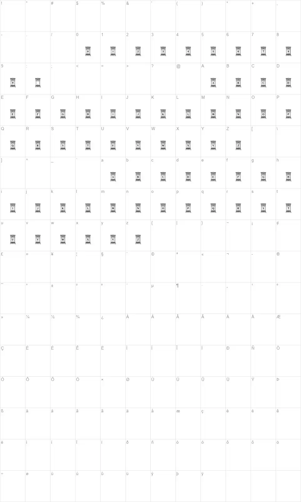 Unnamed Caps Twofont character map
