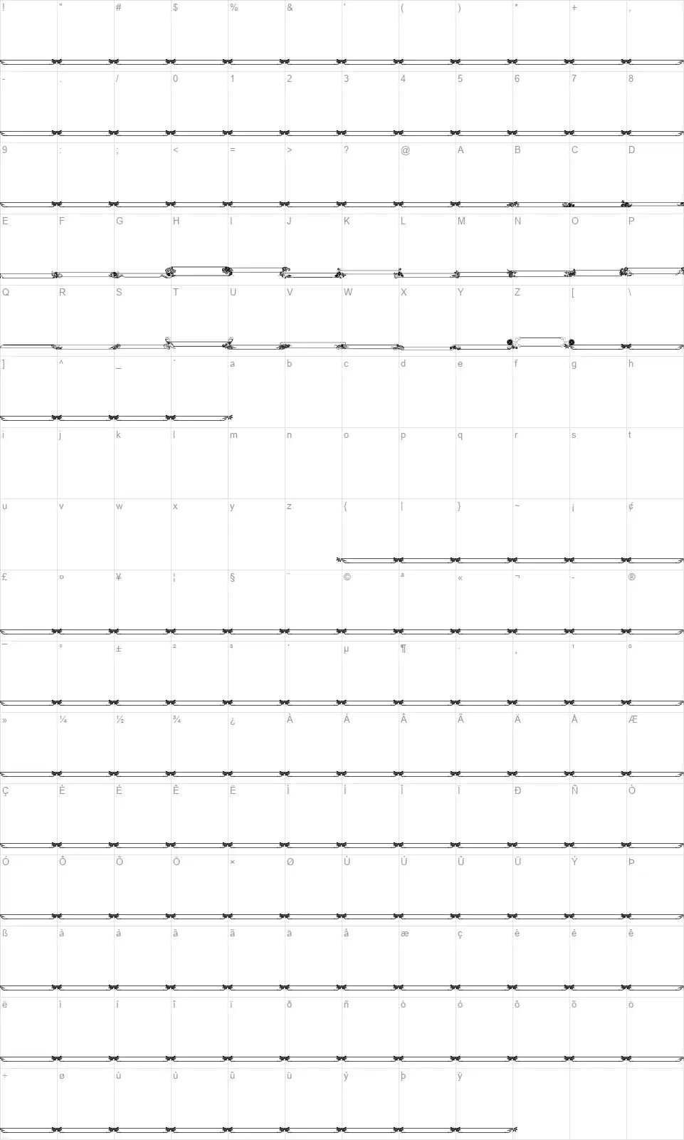 Vintage Panels 013font character map