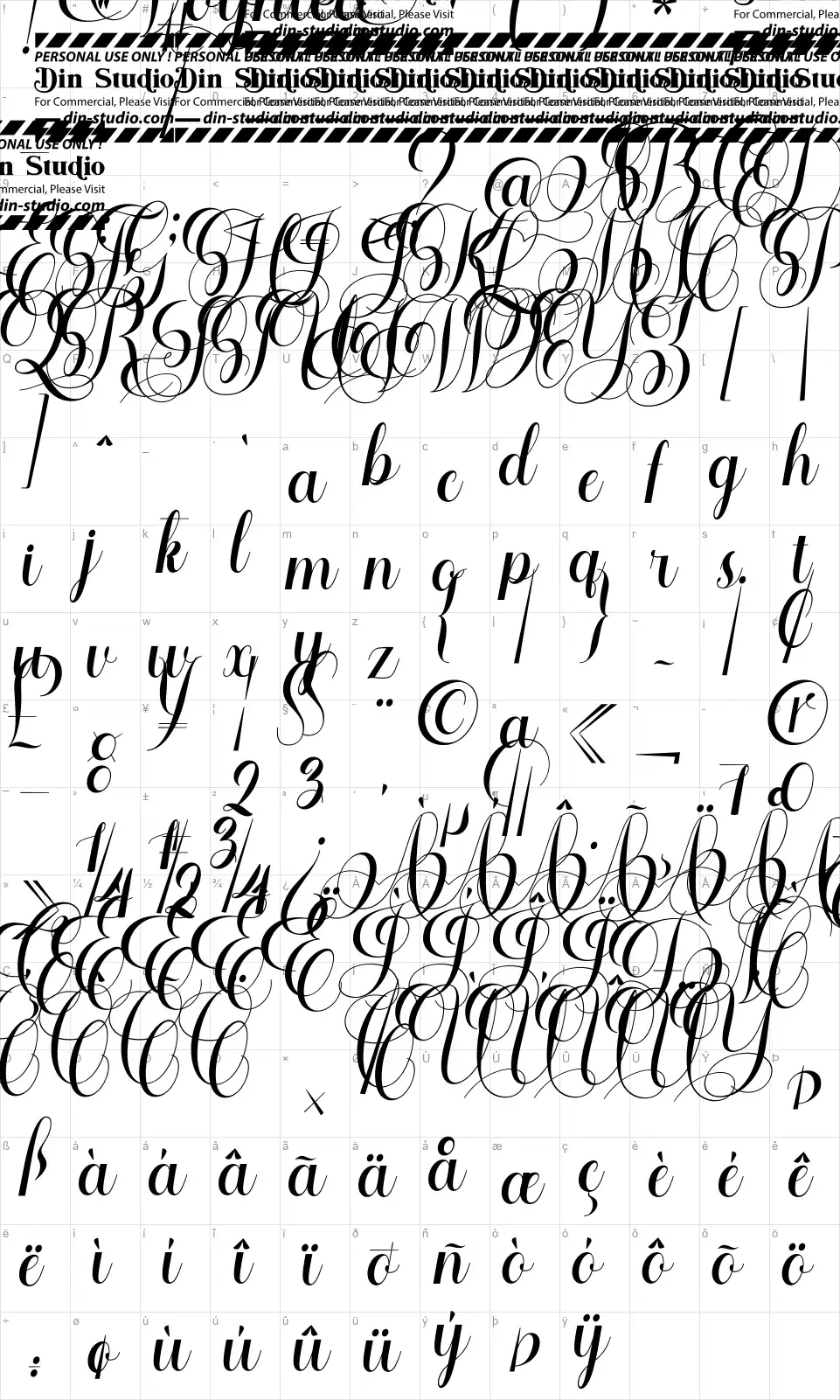 Voynteafont character map