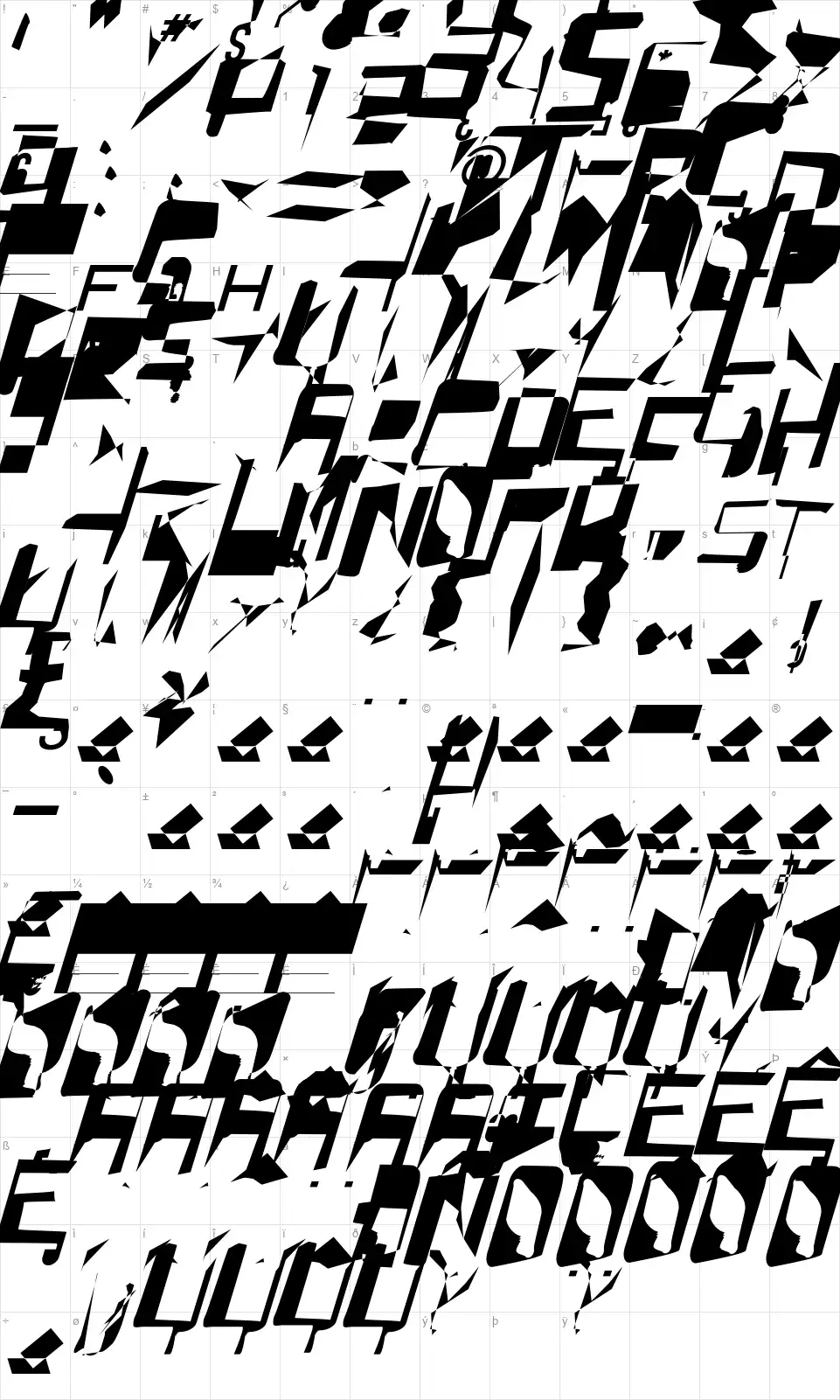 WarpStormfont character map