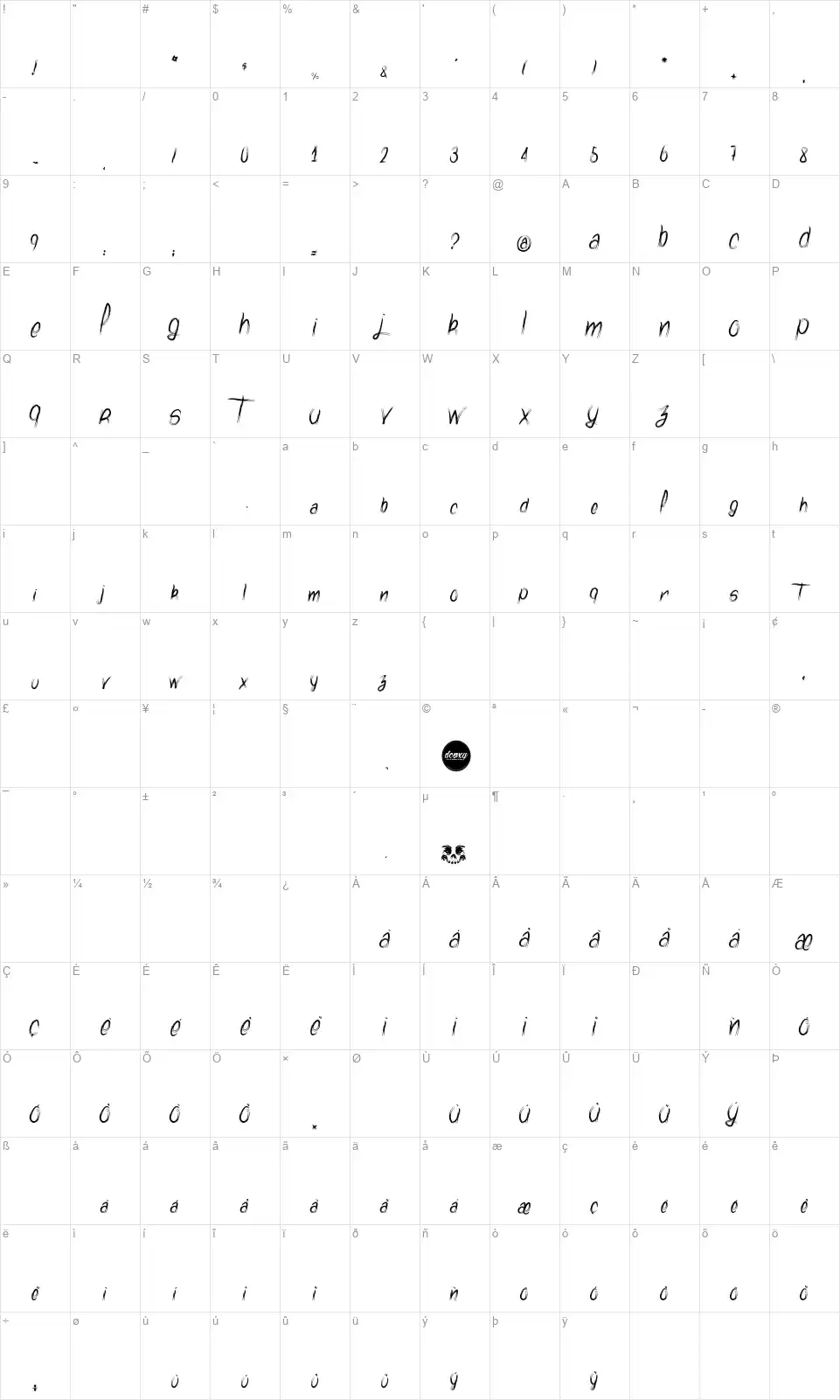 Watch Outfont character map