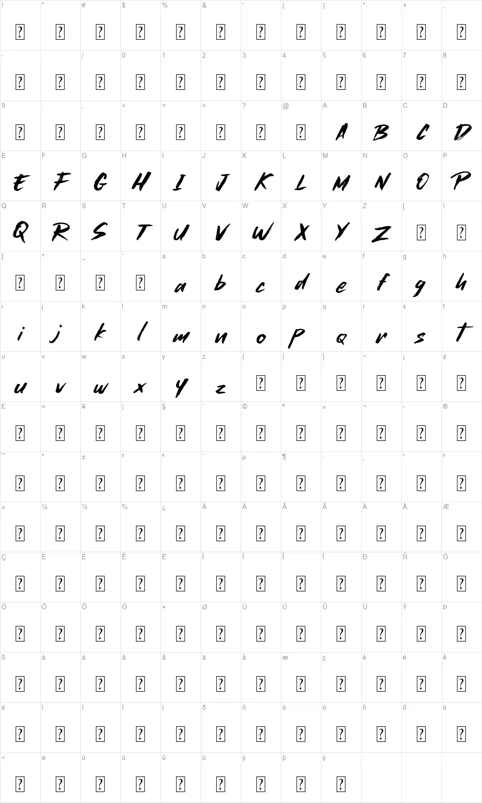 Willmad Fridayfont character map