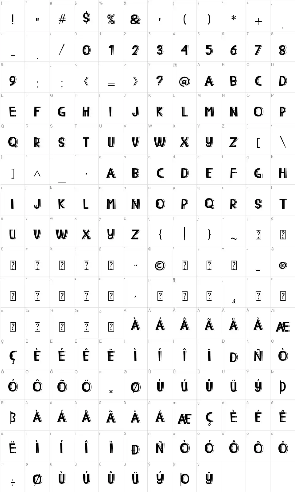 Winter Kidsfont character map