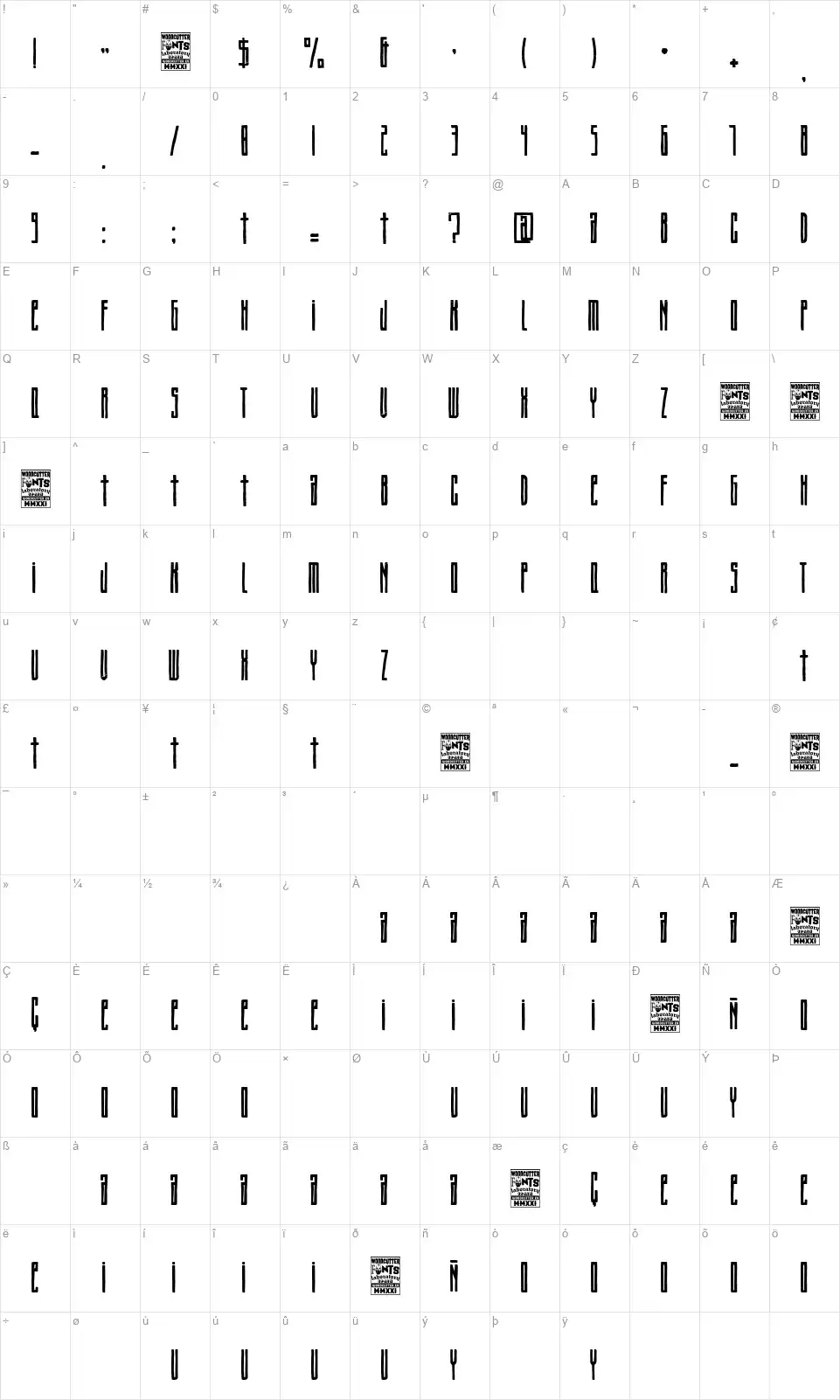 Winter Resistancefont character map
